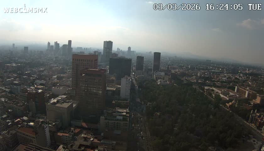 West Facing of Mexico City from Torre Latino Americana Tower Live Cam - Cuauhtemoc, Ciudad de Mexico, Mexico