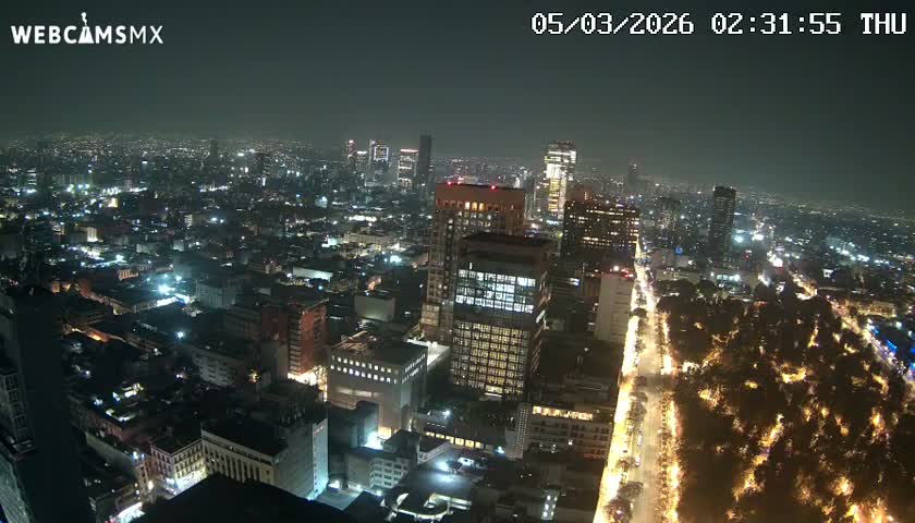 West Facing of Mexico City from Torre Latino Americana Tower Live Cam - Cuauhtemoc, Ciudad de Mexico, Mexico