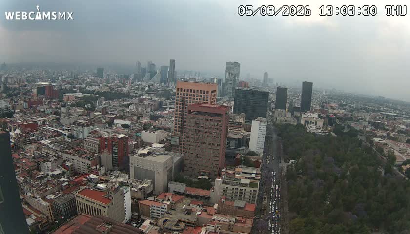 West Facing of Mexico City from Torre Latino Americana Tower Live Cam - Cuauhtemoc, Ciudad de Mexico, Mexico