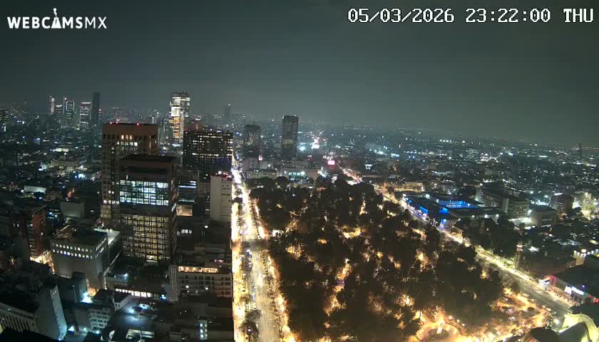 West Facing of Mexico City from Torre Latino Americana Tower Live Cam - Cuauhtemoc, Ciudad de Mexico, Mexico