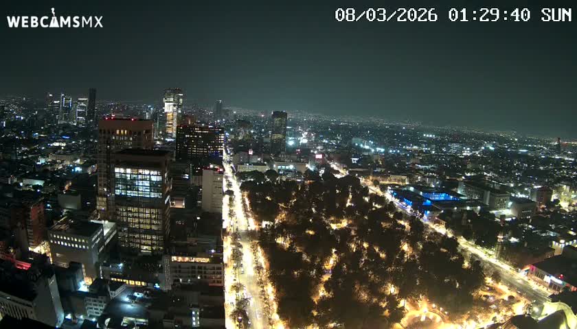 West Facing of Mexico City from Torre Latino Americana Tower Live Cam - Cuauhtemoc, Ciudad de Mexico, Mexico