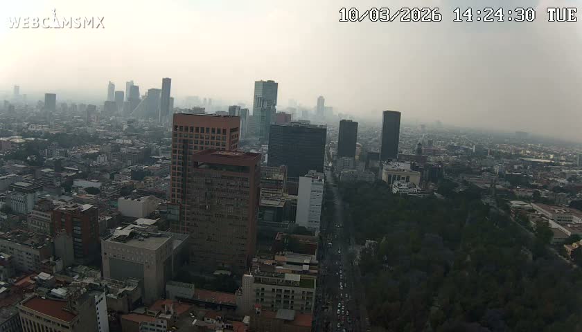 West Facing of Mexico City from Torre Latino Americana Tower Live Cam - Cuauhtemoc, Ciudad de Mexico, Mexico