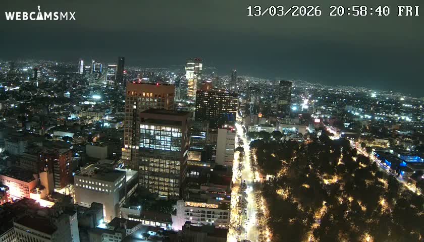 West Facing of Mexico City from Torre Latino Americana Tower Live Cam - Cuauhtemoc, Ciudad de Mexico, Mexico