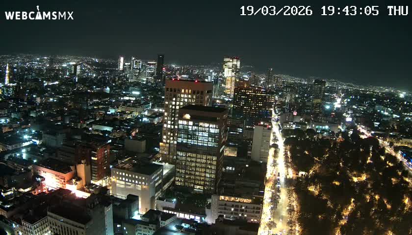 West Facing of Mexico City from Torre Latino Americana Tower Live Cam - Cuauhtemoc, Ciudad de Mexico, Mexico