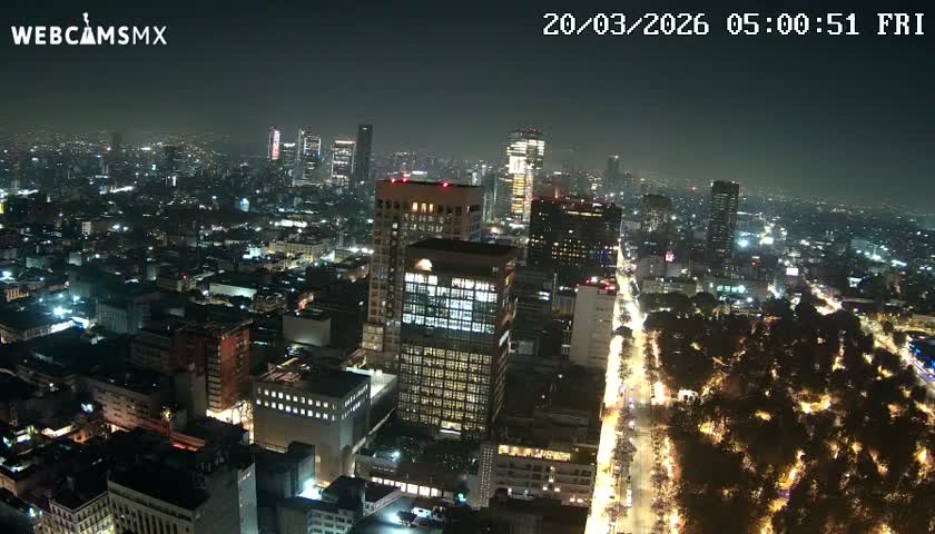 West Facing of Mexico City from Torre Latino Americana Tower Live Cam - Cuauhtemoc, Ciudad de Mexico, Mexico
