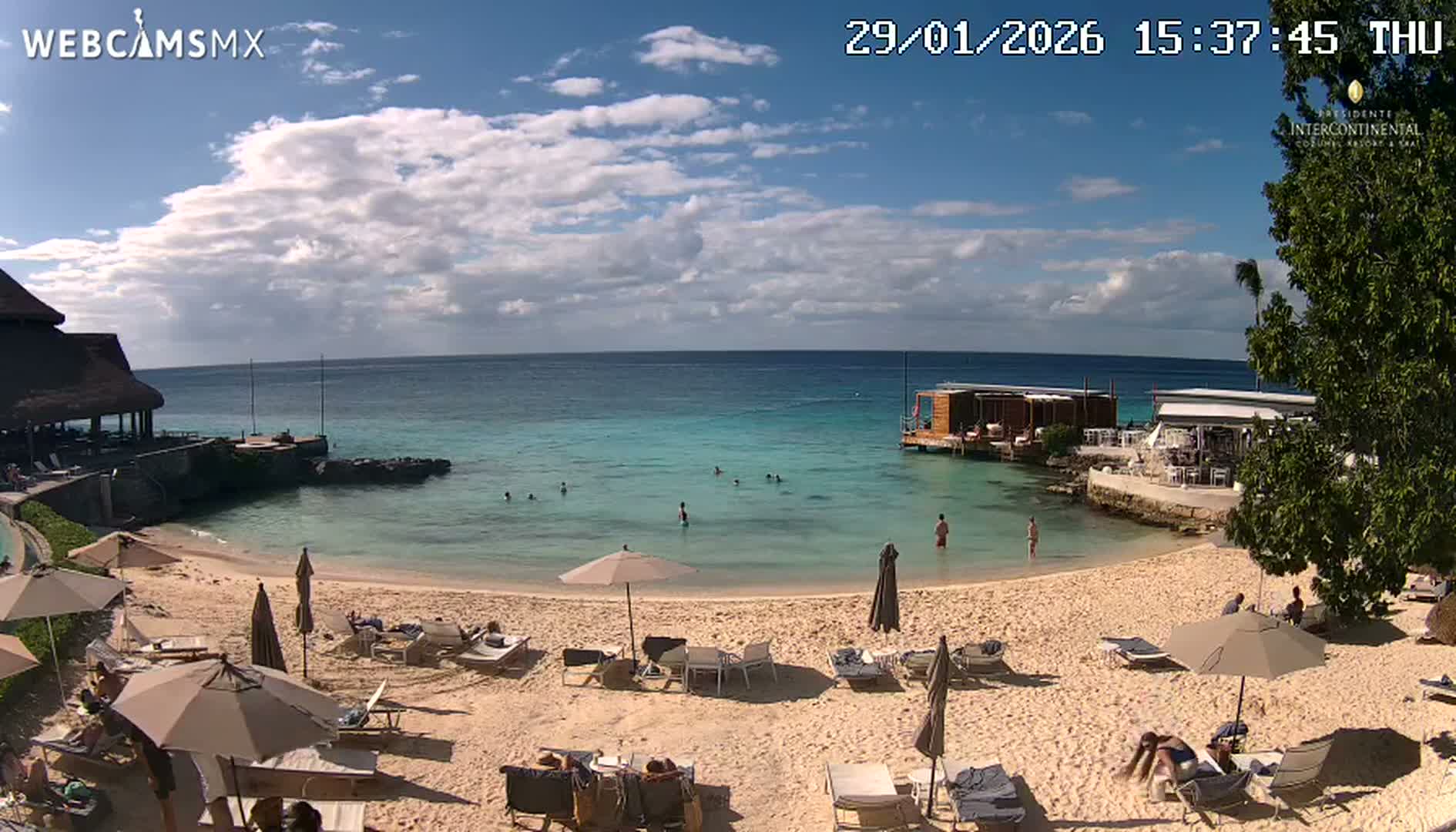Cozumel,Presidente Intercontinental's Beach Live Cam - Zona Hotelera Sur, San Mugiel de Cozumel, Municipio de Cozumel, Quintana Roo, Mexico