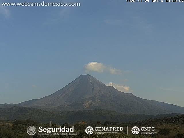 Volcán de  Colima Volcano from Montitlan Live Cam - Villa de Alvarez, Colima, Mexico