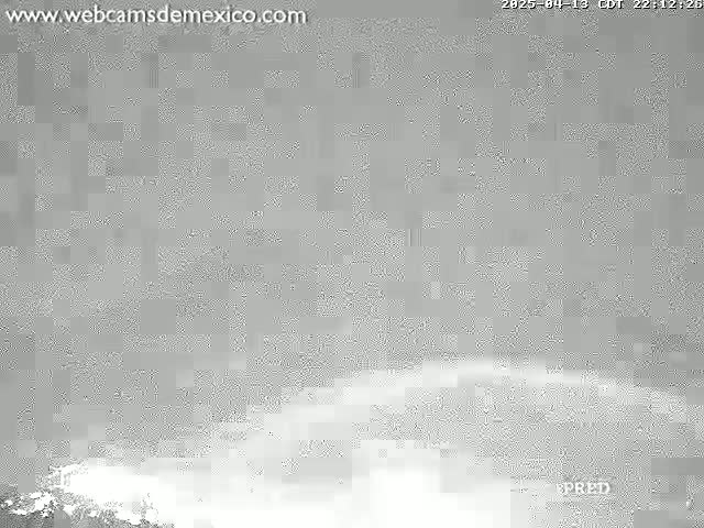 A low-quality, grayscale image shows a hazy or foggy landscape.