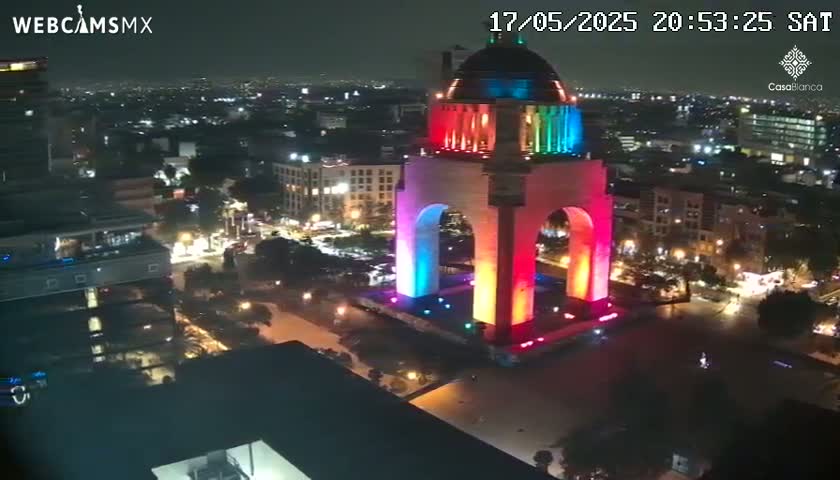Mexico City, Monumento A la Revolución (Monument to the Revolution) & Plaza de la República Square Live Cam - Cuauhtemoc, Ciudad de Mexico, Mexico 