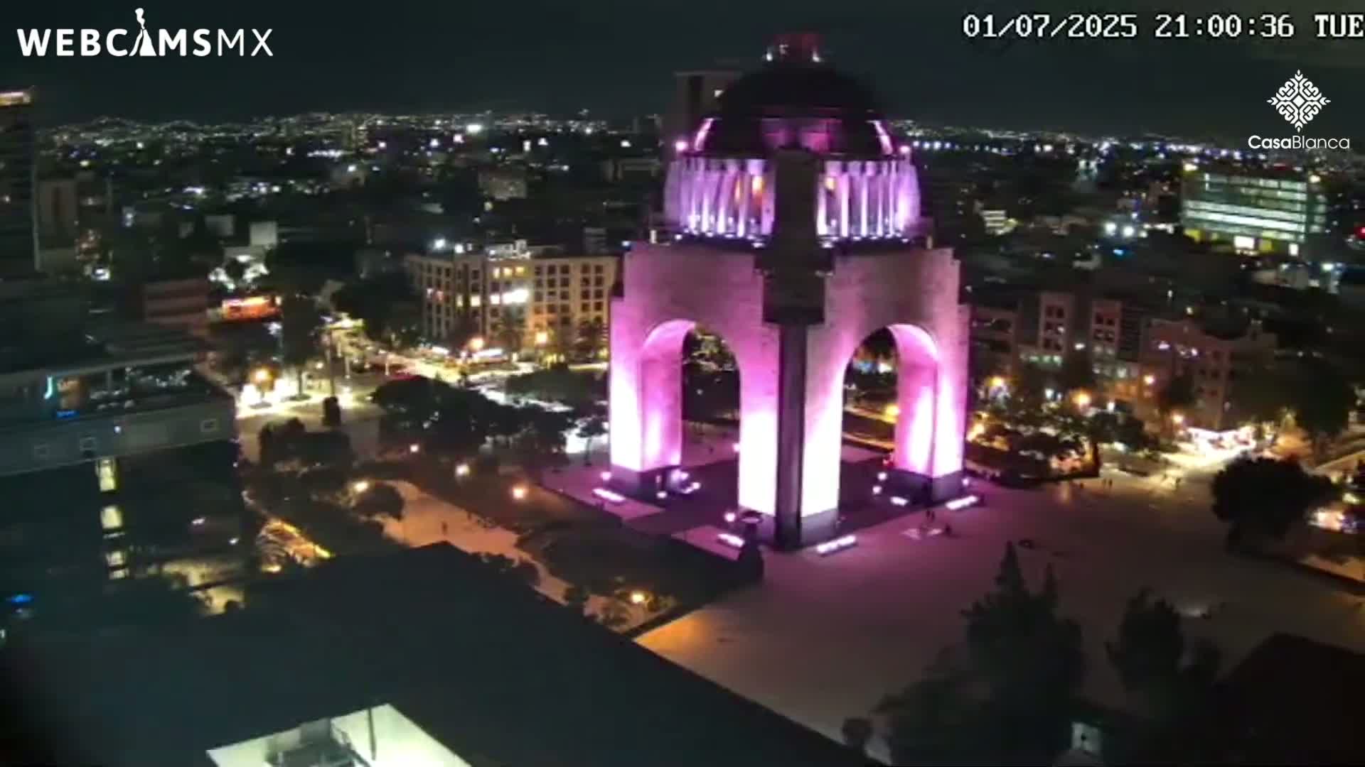 Mexico City, Monumento A la Revolución (Monument to the Revolution) & Plaza de la República Square Live Cam - Cuauhtemoc, Ciudad de Mexico, Mexico 