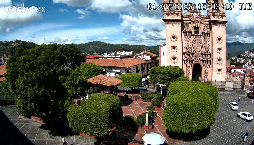 Taxco, Church -  Templo de Santa Prisca Temple Live Cam - Taxco de Alarcon,  Guerrero, Mexico
