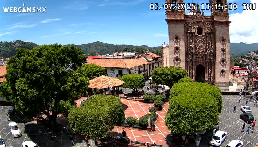 Taxco, Church -  Templo de Santa Prisca Temple Live Cam - Taxco de Alarcon,  Guerrero, Mexico