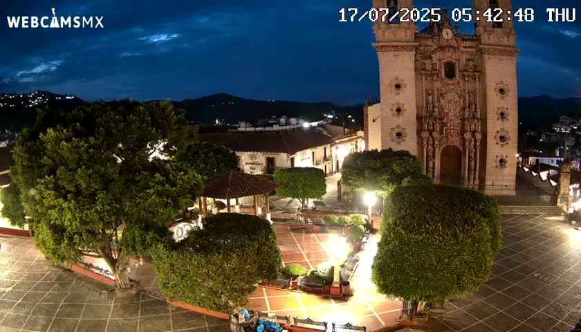 Taxco, Church -  Templo de Santa Prisca Temple Live Cam - Taxco de Alarcon,  Guerrero, Mexico