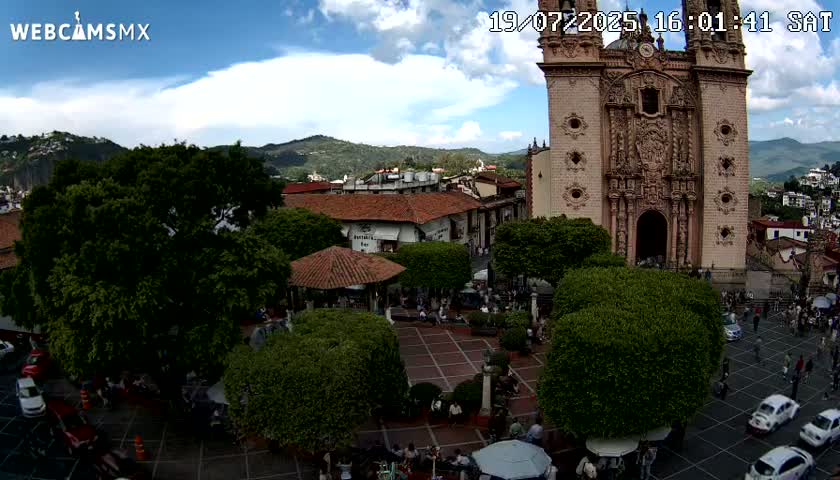 Taxco, Church -  Templo de Santa Prisca Temple Live Cam - Taxco de Alarcon,  Guerrero, Mexico