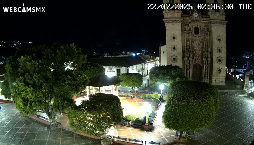 Taxco, Church -  Templo de Santa Prisca Temple Live Cam - Taxco de Alarcon,  Guerrero, Mexico