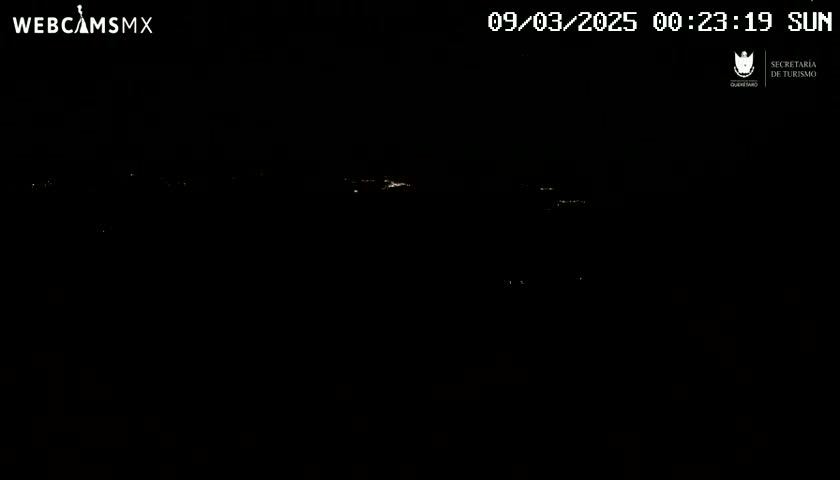 A nighttime, long shot shows faintly illuminated distant lights on a dark horizon under a clear sky.