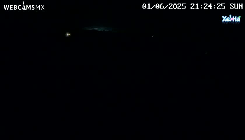 A dark nighttime scene shows a faint, light green glow on the horizon under a clear, night sky.