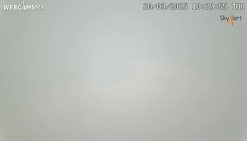 A mostly featureless, foggy, or hazy scene is visible.