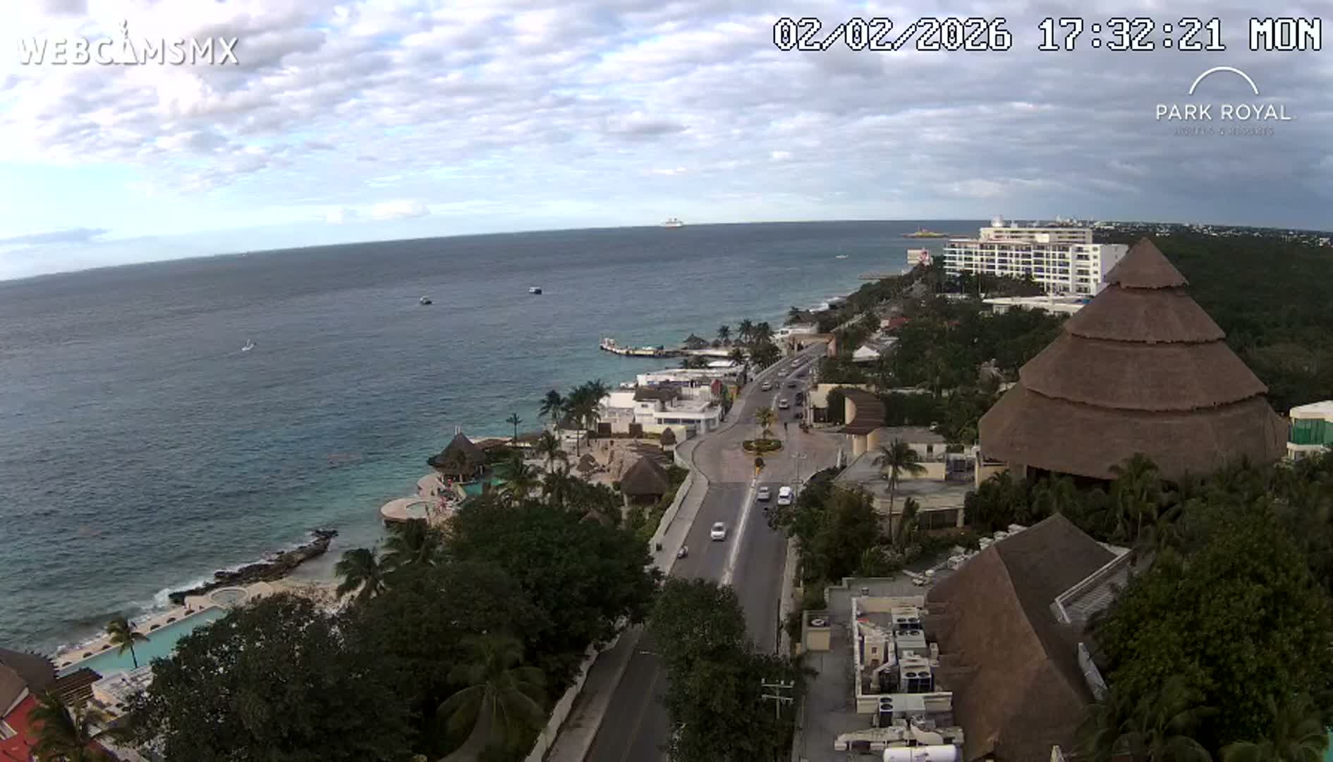 Cozumel Coast & City Skyline Live Cam - San Mugiel de Cozumel, Municipio de Cozumel, Quintana Roo, Mexico