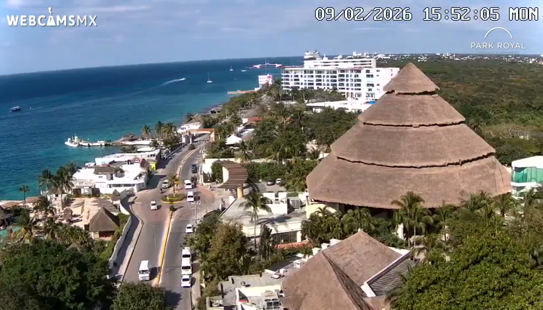 Cozumel Coast & City Skyline Live Cam - San Mugiel de Cozumel, Municipio de Cozumel, Quintana Roo, Mexico