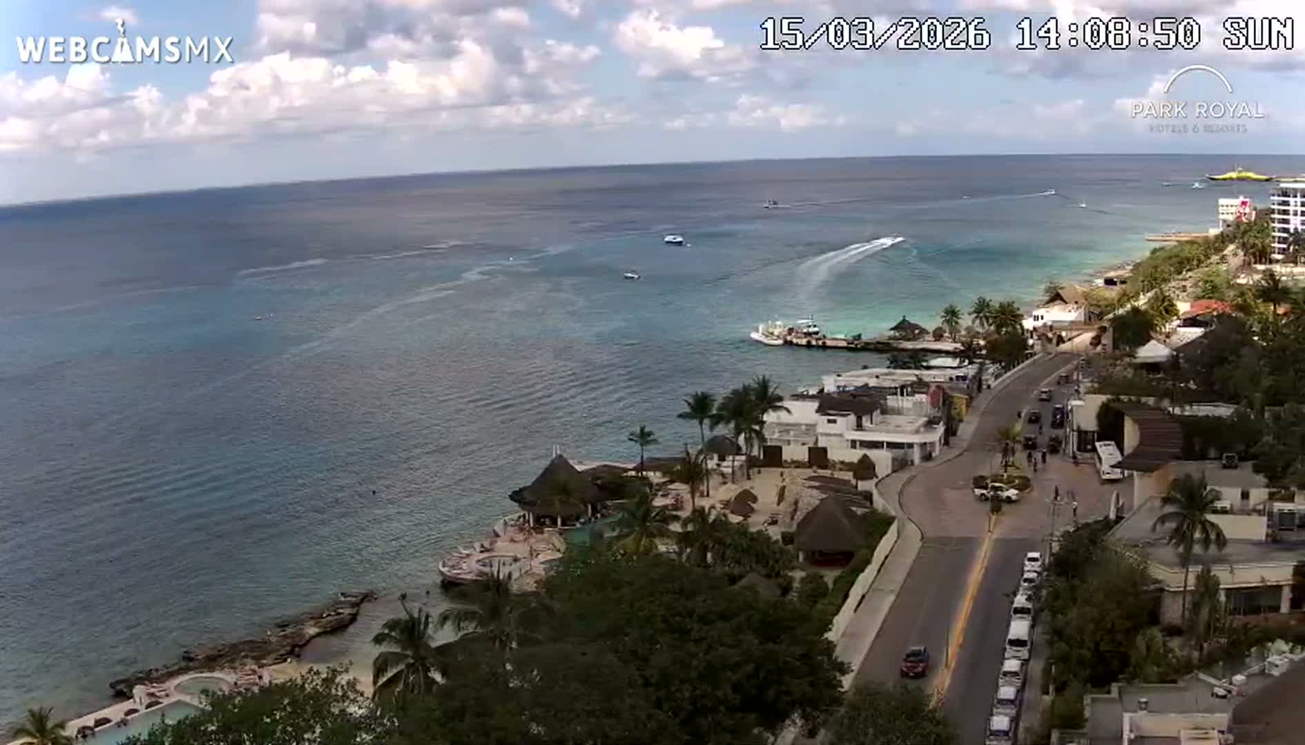 Cozumel Coast & City Skyline Live Cam - San Mugiel de Cozumel, Municipio de Cozumel, Quintana Roo, Mexico