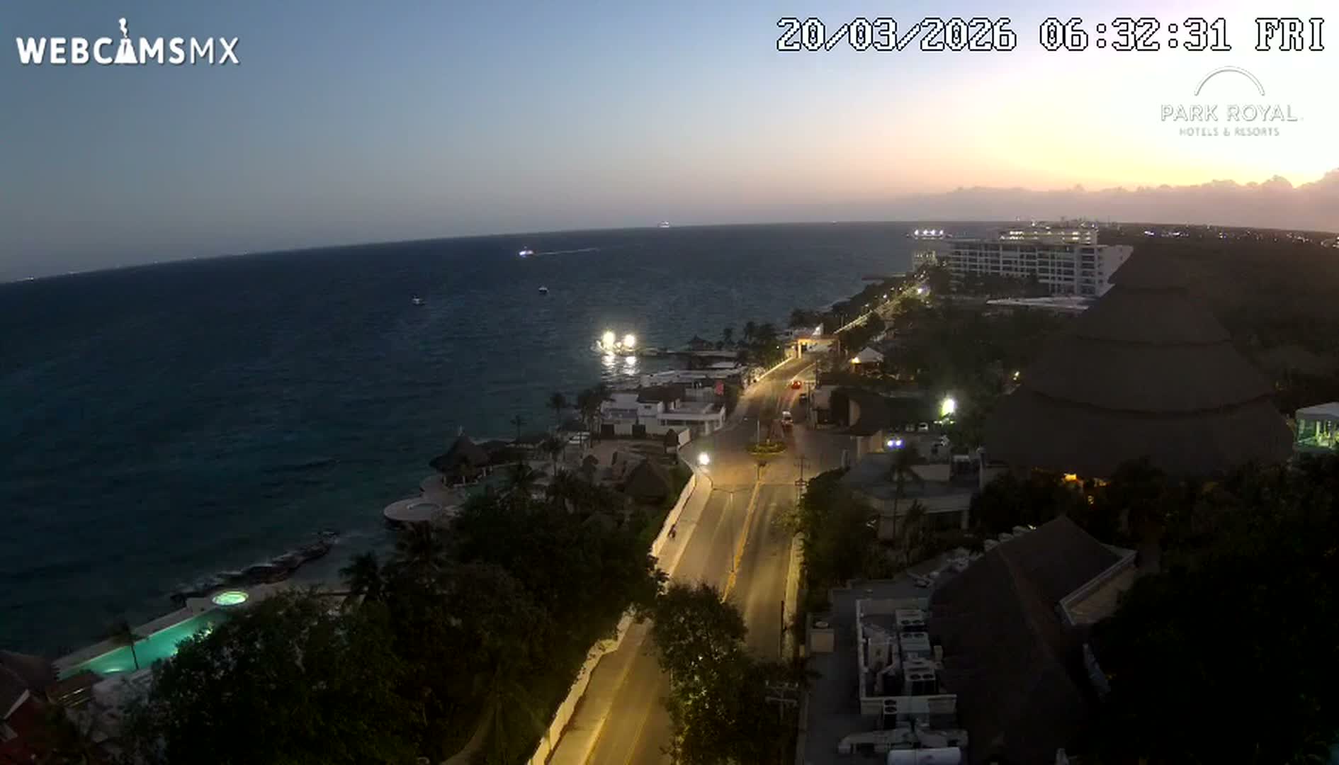 Cozumel Coast & City Skyline Live Cam - San Mugiel de Cozumel, Municipio de Cozumel, Quintana Roo, Mexico