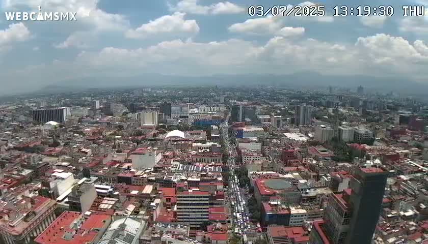 South View of Mexico City from Torre Latino Americana Tower PTZ  Live Cam - Cuauhtemoc, Ciudad de Mexico, Mexico