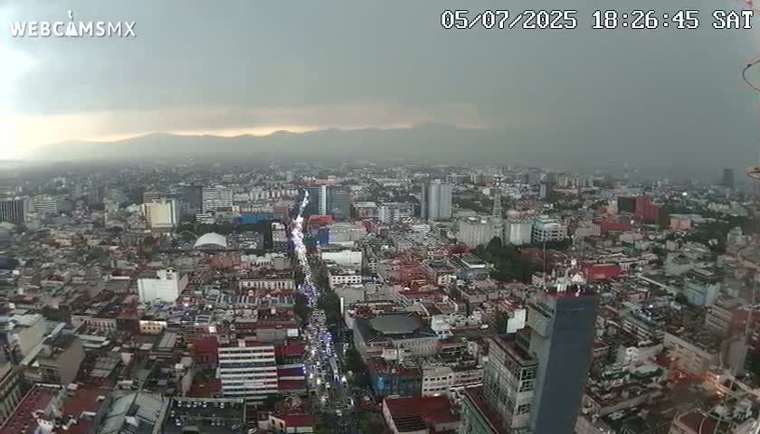 South View of Mexico City from Torre Latino Americana Tower PTZ  Live Cam - Cuauhtemoc, Ciudad de Mexico, Mexico