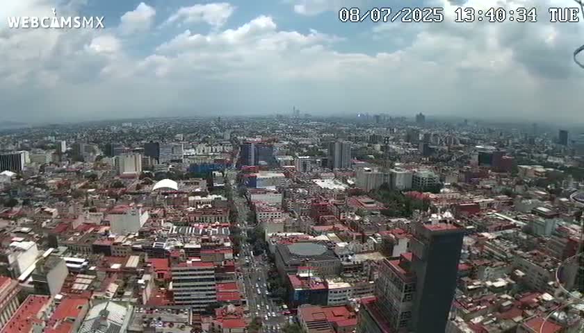South View of Mexico City from Torre Latino Americana Tower PTZ  Live Cam - Cuauhtemoc, Ciudad de Mexico, Mexico