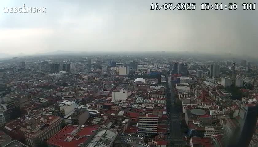 South View of Mexico City from Torre Latino Americana Tower PTZ  Live Cam - Cuauhtemoc, Ciudad de Mexico, Mexico