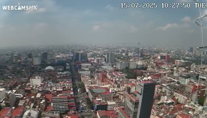 South View of Mexico City from Torre Latino Americana Tower PTZ  Live Cam - Cuauhtemoc, Ciudad de Mexico, Mexico
