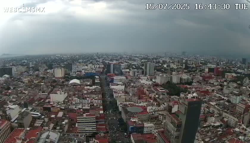 South View of Mexico City from Torre Latino Americana Tower PTZ  Live Cam - Cuauhtemoc, Ciudad de Mexico, Mexico