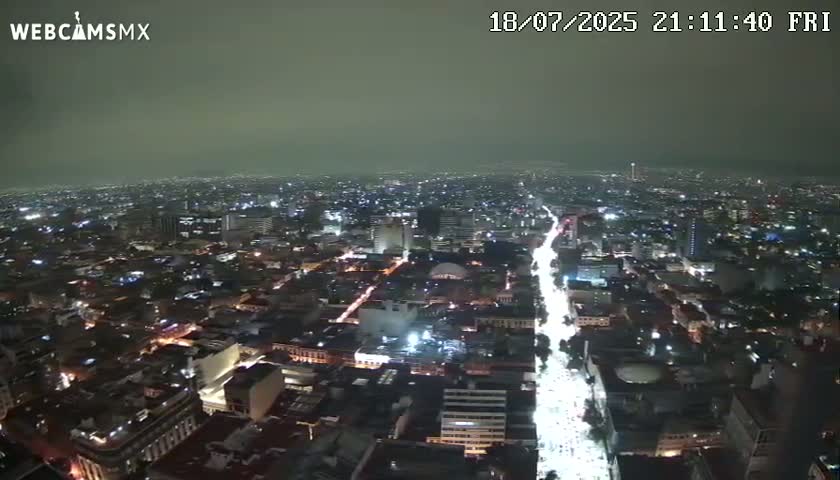 South View of Mexico City from Torre Latino Americana Tower PTZ  Live Cam - Cuauhtemoc, Ciudad de Mexico, Mexico