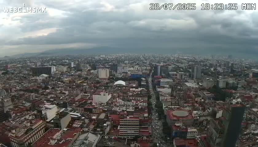 South View of Mexico City from Torre Latino Americana Tower PTZ  Live Cam - Cuauhtemoc, Ciudad de Mexico, Mexico