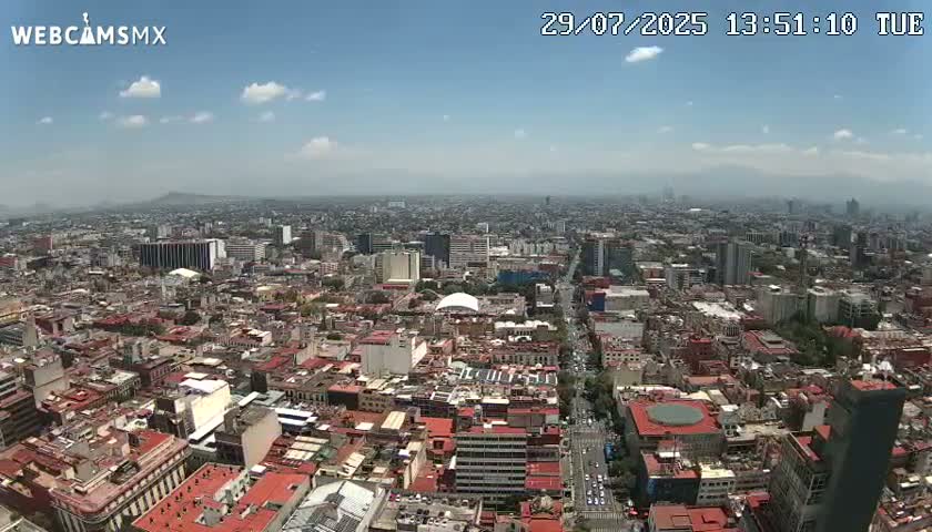 South View of Mexico City from Torre Latino Americana Tower PTZ  Live Cam - Cuauhtemoc, Ciudad de Mexico, Mexico