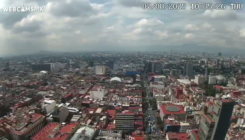 South View of Mexico City from Torre Latino Americana Tower PTZ  Live Cam - Cuauhtemoc, Ciudad de Mexico, Mexico