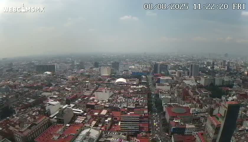 South View of Mexico City from Torre Latino Americana Tower PTZ  Live Cam - Cuauhtemoc, Ciudad de Mexico, Mexico