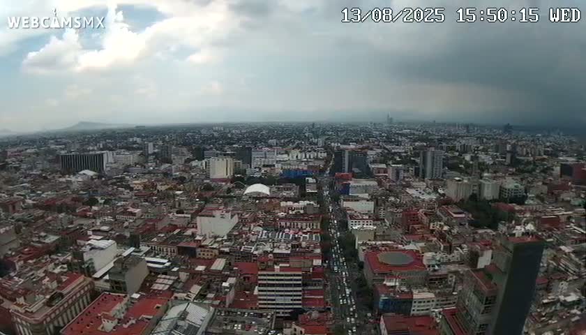 South View of Mexico City from Torre Latino Americana Tower PTZ  Live Cam - Cuauhtemoc, Ciudad de Mexico, Mexico