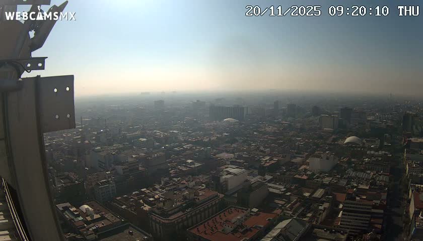 South View of Mexico City from Torre Latino Americana Tower PTZ  Live Cam - Cuauhtemoc, Ciudad de Mexico, Mexico