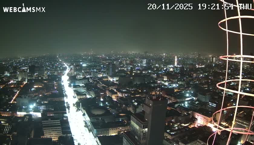 South View of Mexico City from Torre Latino Americana Tower PTZ  Live Cam - Cuauhtemoc, Ciudad de Mexico, Mexico