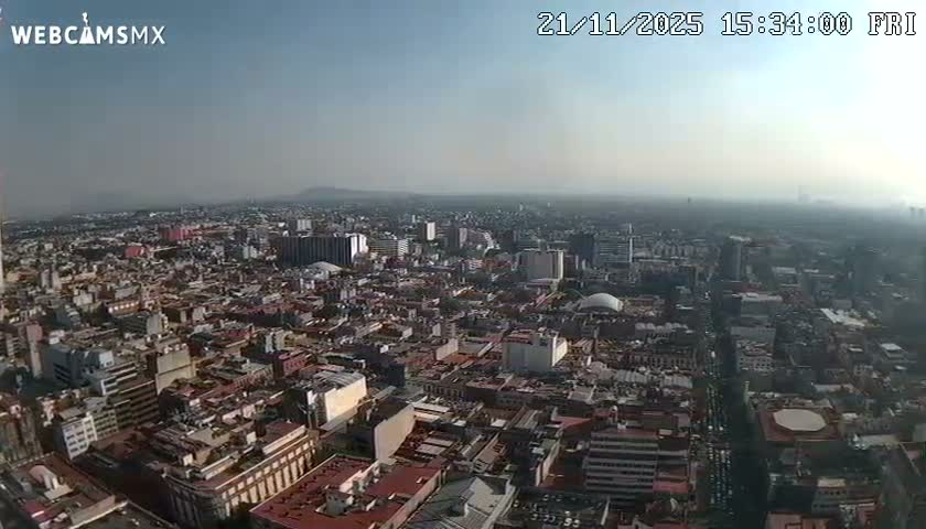 South View of Mexico City from Torre Latino Americana Tower PTZ  Live Cam - Cuauhtemoc, Ciudad de Mexico, Mexico
