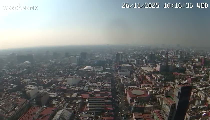 South View of Mexico City from Torre Latino Americana Tower PTZ  Live Cam - Cuauhtemoc, Ciudad de Mexico, Mexico