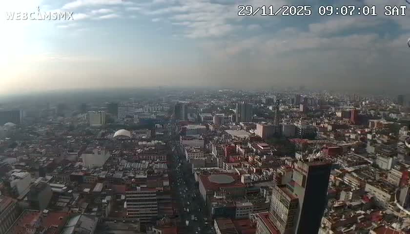 South View of Mexico City from Torre Latino Americana Tower PTZ  Live Cam - Cuauhtemoc, Ciudad de Mexico, Mexico
