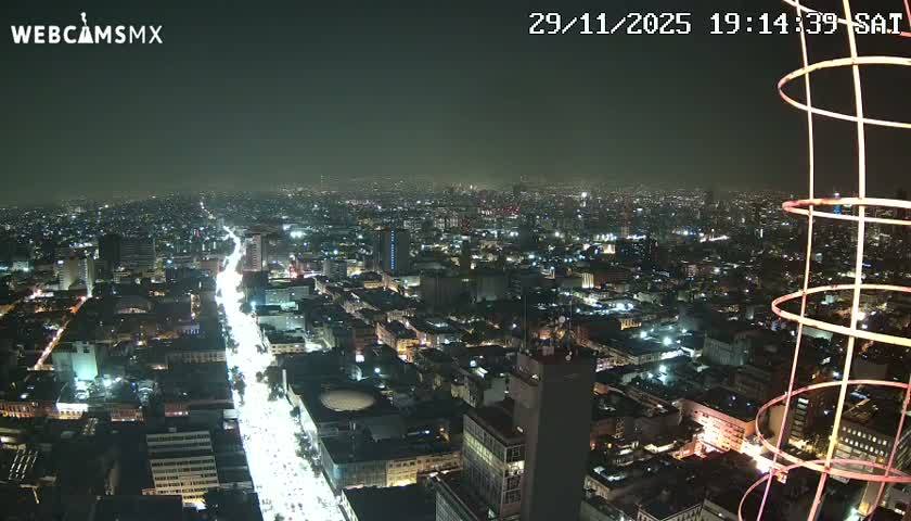 South View of Mexico City from Torre Latino Americana Tower PTZ  Live Cam - Cuauhtemoc, Ciudad de Mexico, Mexico