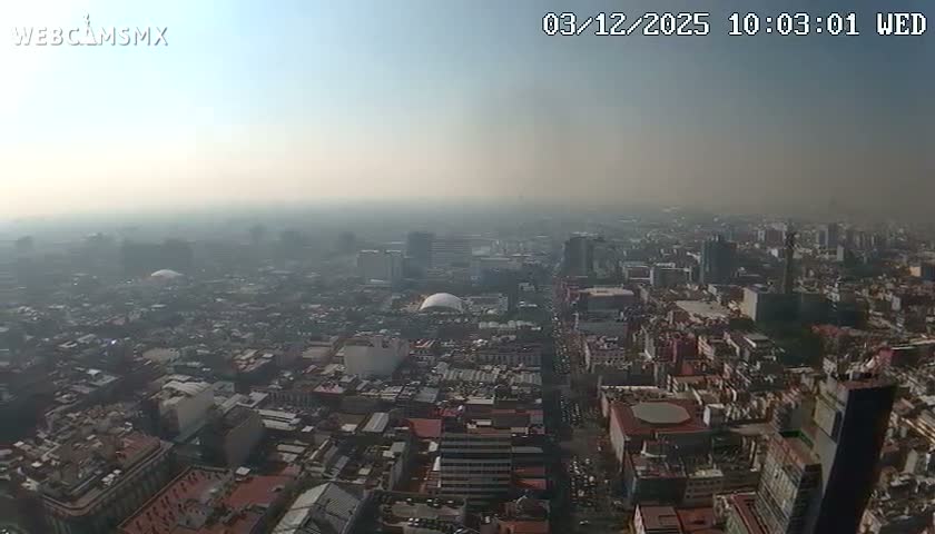 South View of Mexico City from Torre Latino Americana Tower PTZ  Live Cam - Cuauhtemoc, Ciudad de Mexico, Mexico