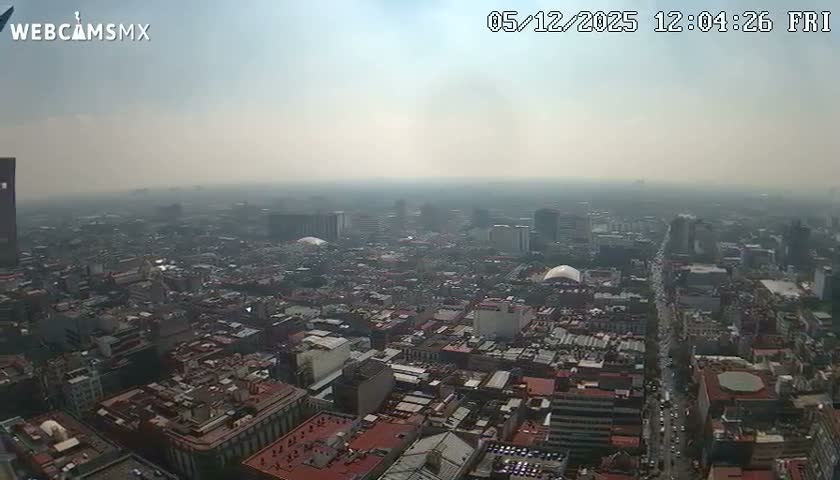 South View of Mexico City from Torre Latino Americana Tower PTZ  Live Cam - Cuauhtemoc, Ciudad de Mexico, Mexico