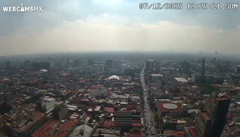 South View of Mexico City from Torre Latino Americana Tower PTZ  Live Cam - Cuauhtemoc, Ciudad de Mexico, Mexico