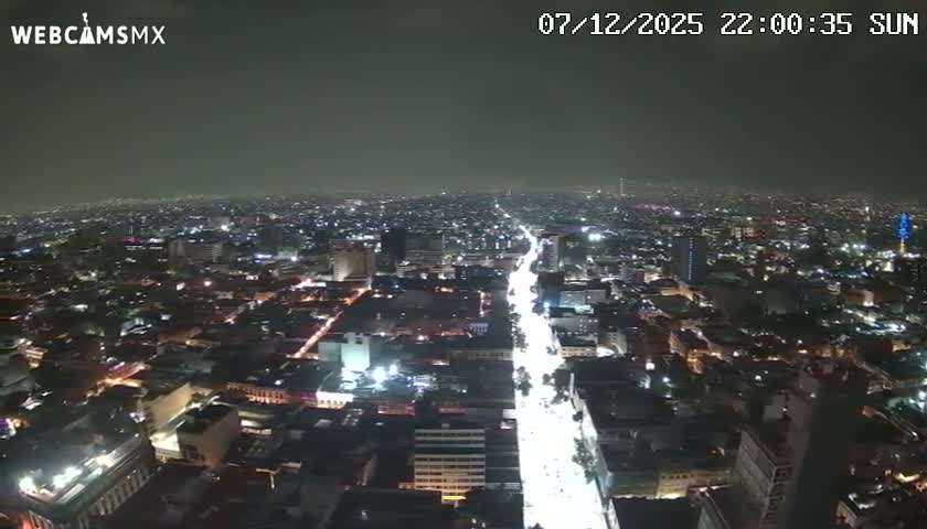 South View of Mexico City from Torre Latino Americana Tower PTZ  Live Cam - Cuauhtemoc, Ciudad de Mexico, Mexico