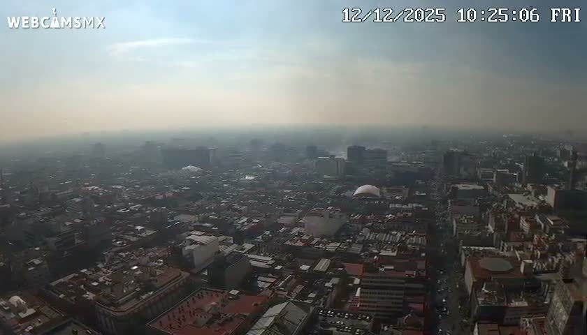 South View of Mexico City from Torre Latino Americana Tower PTZ  Live Cam - Cuauhtemoc, Ciudad de Mexico, Mexico