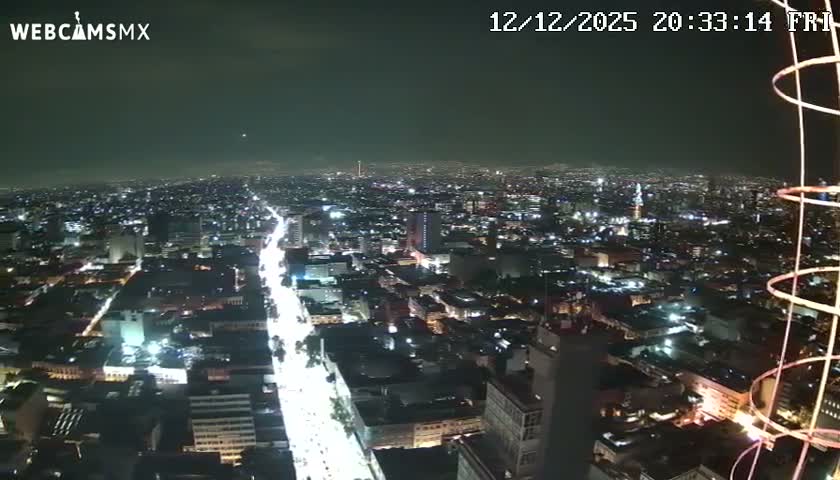 South View of Mexico City from Torre Latino Americana Tower PTZ  Live Cam - Cuauhtemoc, Ciudad de Mexico, Mexico
